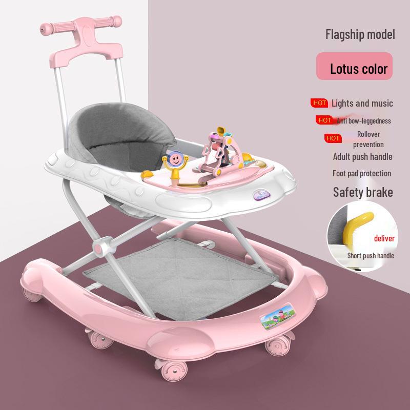 Multifunctional Anti-Tip Baby Walker with U-Shaped Pushchair