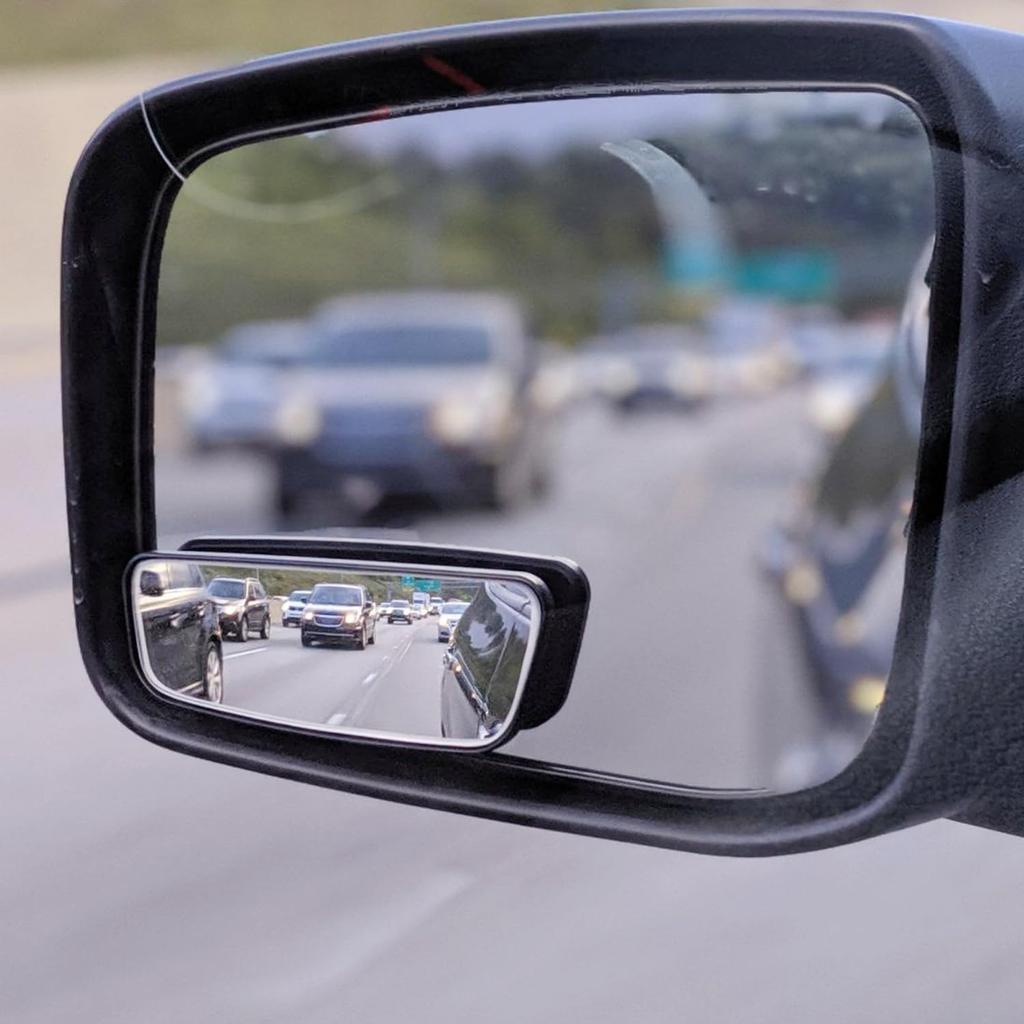 Ampper Rectangle Blind Spot Mirror, HD Glass ABS Housing Convex Wide Angle Rearview Blindspot Car Mirror for Car SUV and Truck (Framed, Pack of 2)