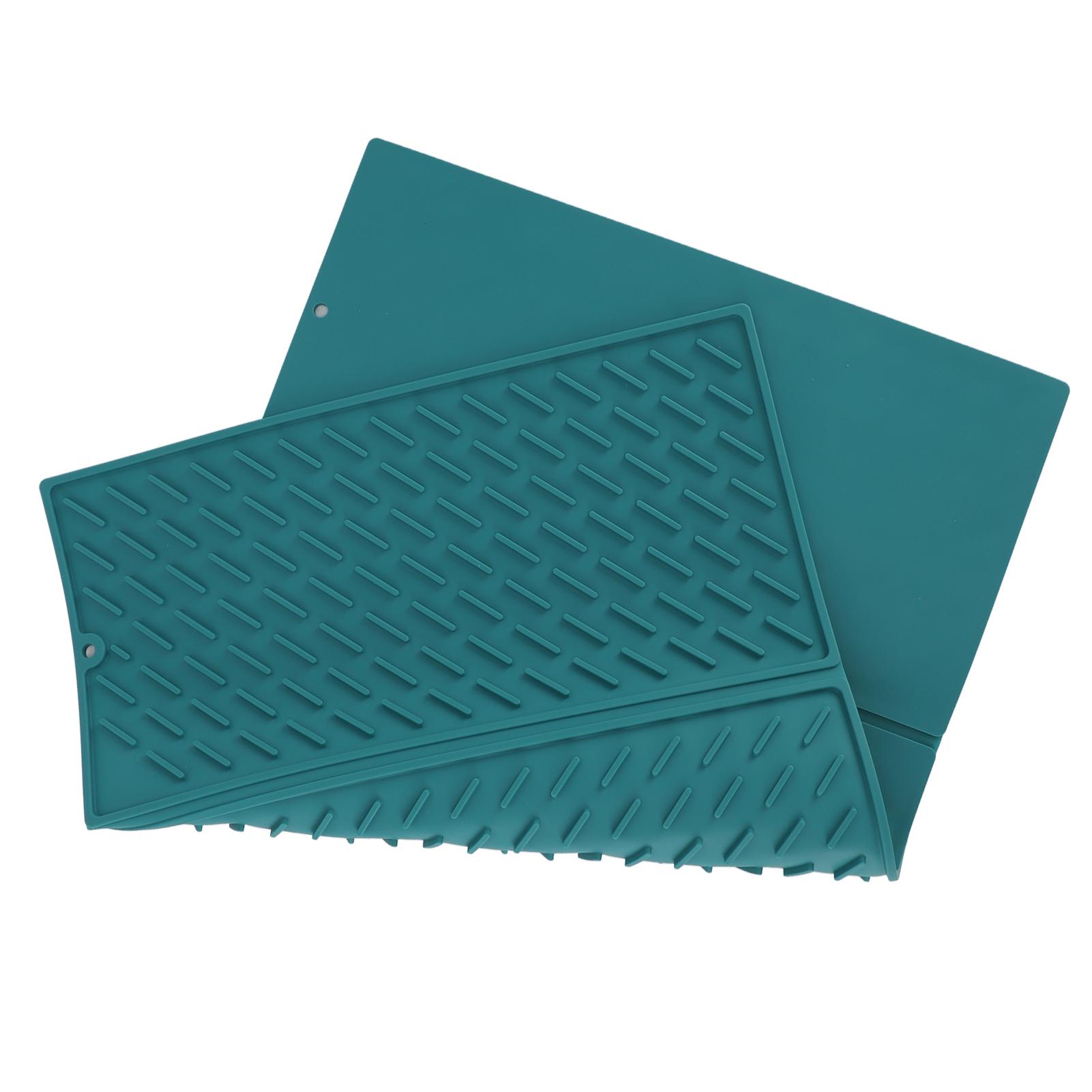 

3 Fold Counter Foldable Drying Mat Silicone Fast Drying Waterproof Reusable Drying Kitchen Mat for Kitchen Bathroom зелёный