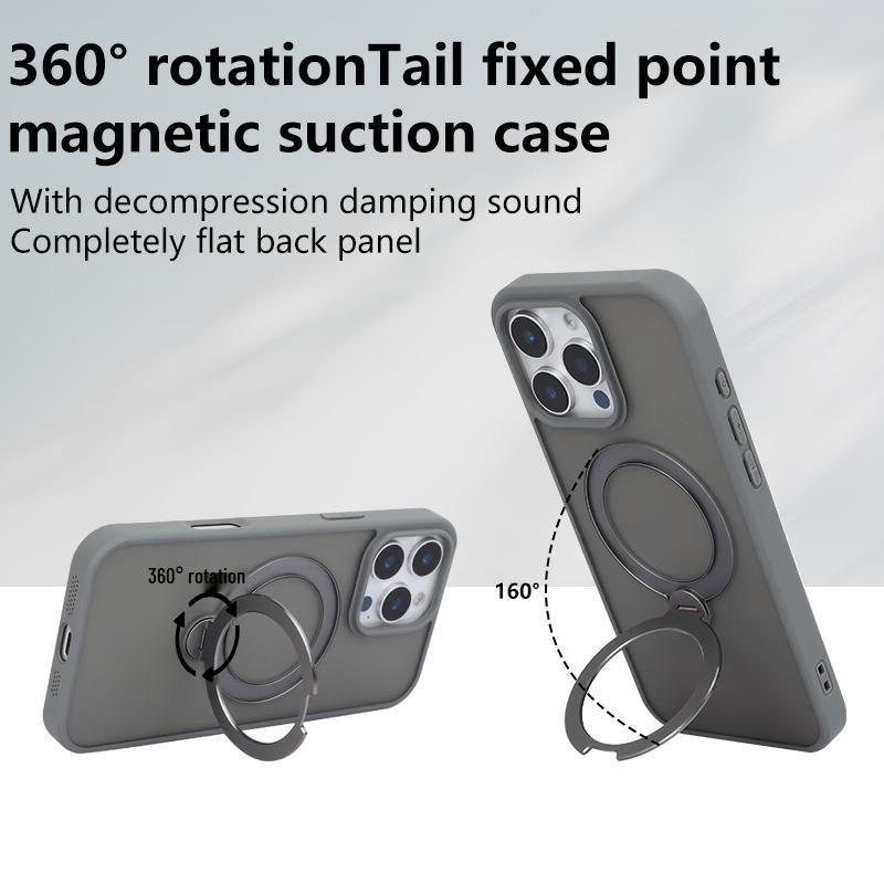 Etui z magnetycznym stojakiem iPhone 17 Pro Max, z ochroną obrotową z tłumieniem, o fakturze skóry
