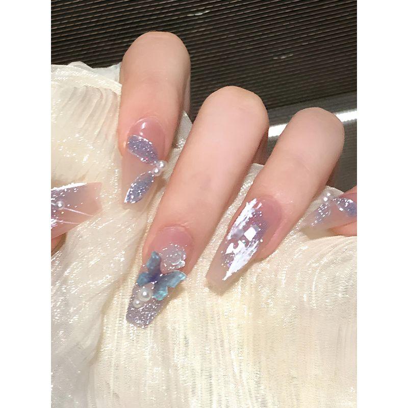 

2025 Snake Year Butterfly Nail Wear Nail Kids Nail Patch Mid Length Long Length Wear Nail New Year Nail Stickers Our random manicure (not optional)