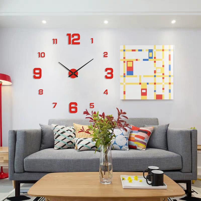 European Style Minimalist Large Luminous Silent Clock DIY Three-dimensional Digital Wall Clock Living Room Bedroom Digital Wall Mounted Clock