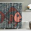 Vibrant Fish Shower Curtain Modern Bathroom Decor With Waves Pattern Perfect For Bathrooms Vanities Black Orange Red Fabric Prin