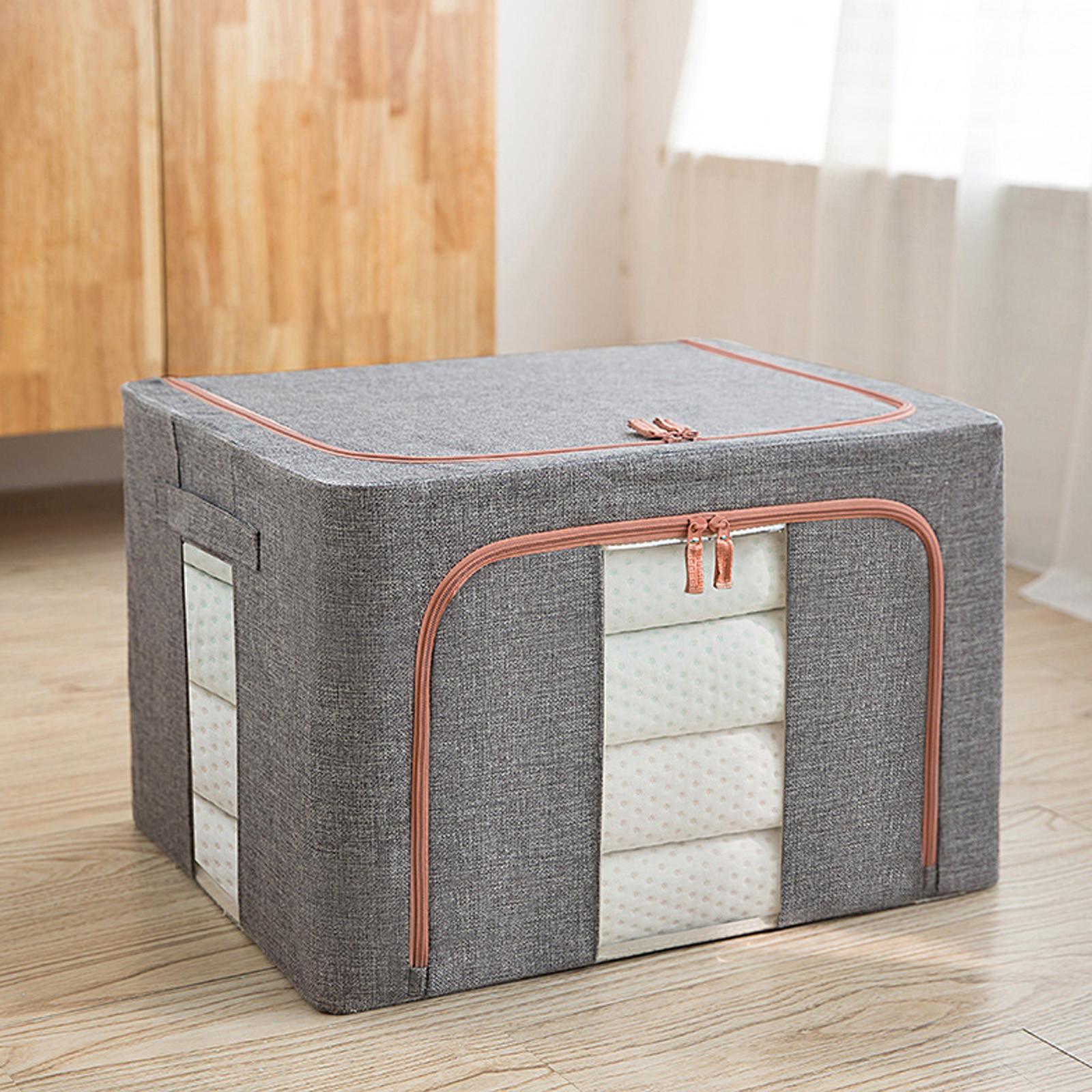Oxford Fabric Storage Box 22L Large Capacity Foldable Storage Container with Zipper Closure and Transparent Window for Home Organization B