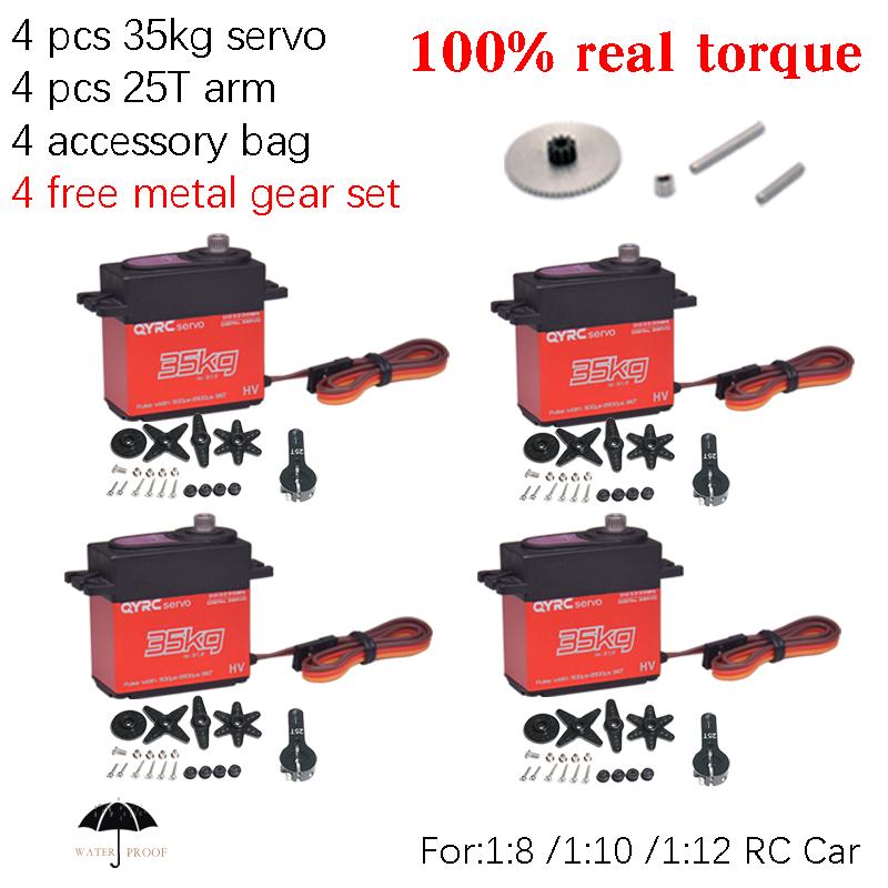 4Pcs Waterproof 20kg 25kg 30kg 35kg 40kg digital servo metal gear 180° high speed 25T arm for 1/8 1/10 RC baja crawler Cars boat