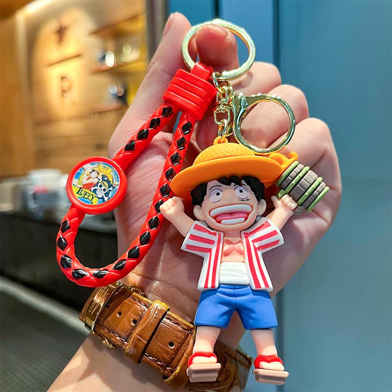 3D Anime Figurine Keychain: Luffy, Chopper & Usopp from One Piece