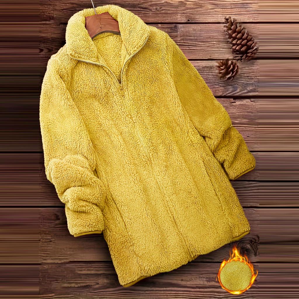 Women's Solid Color Casual Plush Long Sleeved Pullover Top