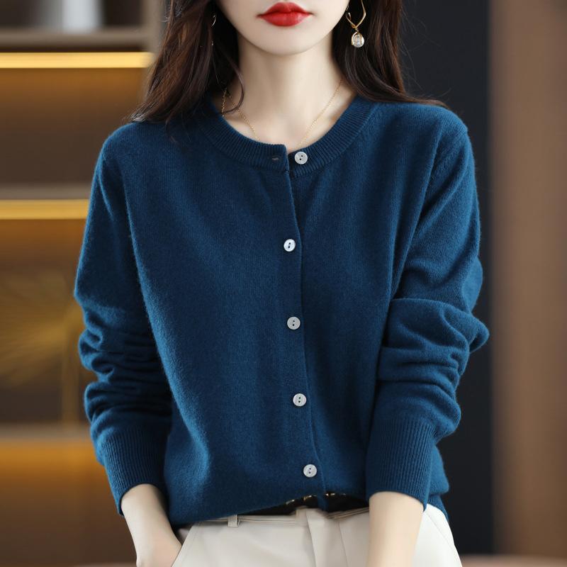 Women Cardigans Sweater O Neck Spring Autumn Knitted Cashmere Cardigans Solid Single Breasted Womens Sweaters
