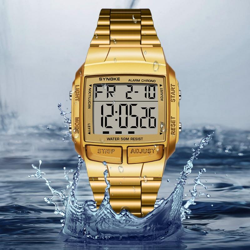 Top brandneue Box klassische Retro-Stahlband Sport-Elektronik-Uhr Studenten Herren Armbanduhr mit mehreren Funktionen