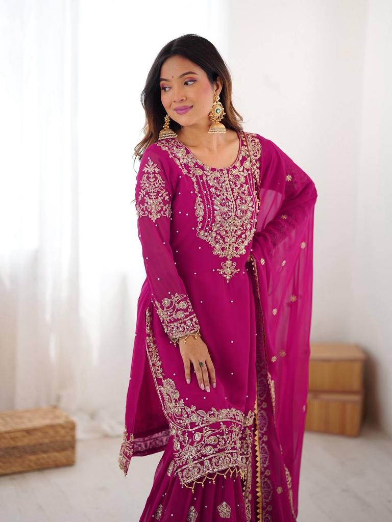 Damen Bollywood Shanarara Salwar Anzug Indischer Designer Partykleidung Anzug Shanara Dupatta Set Salwar Kameez