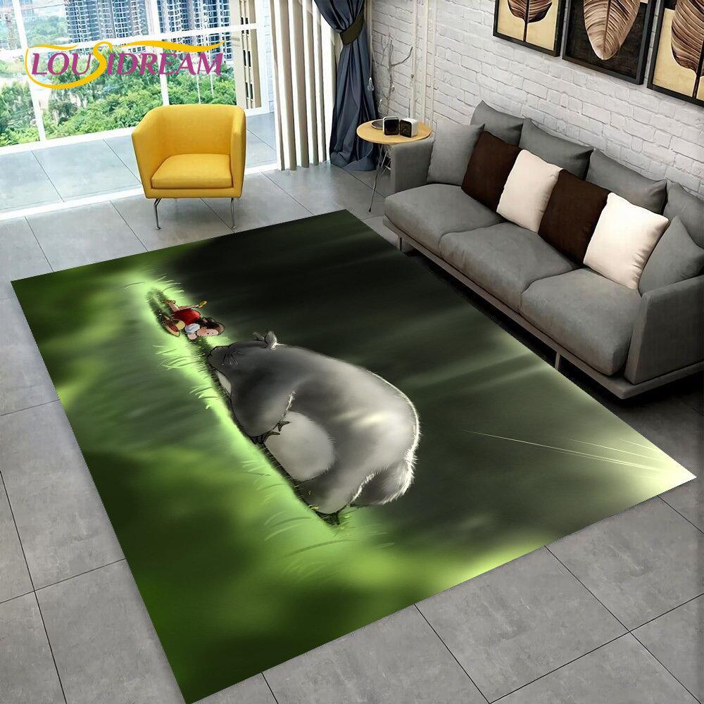 Cartoon My Neighbor T-Totoro Anime Area Rug,Carpet Rug for Living Room Bedroom Sofa Doormat Decoration,Kid Non-slip Floor Mat 3D