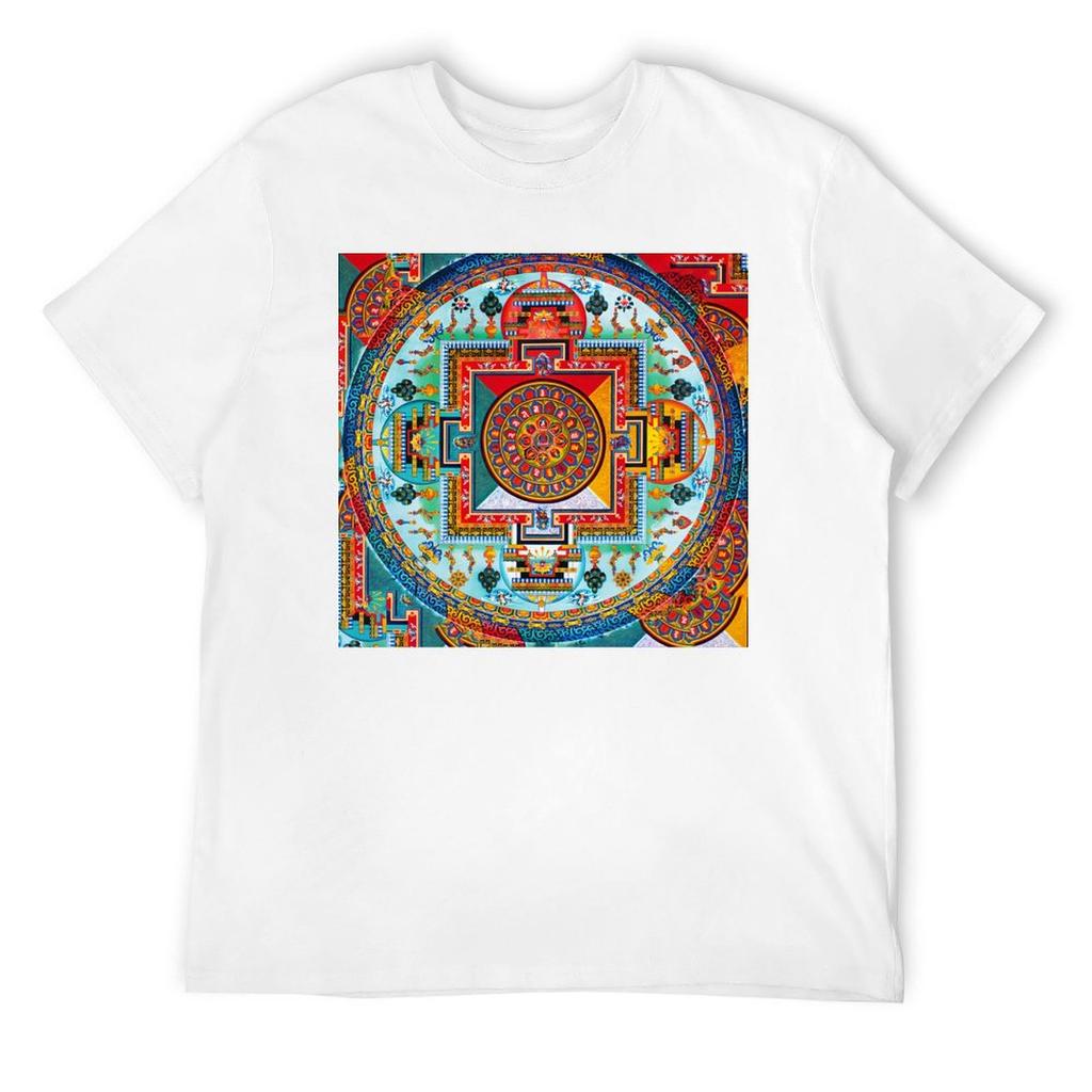 Buddhist Mandala 28 T-Shirt Blue Archive Designer Shirts Oversized Graphic Tee Oversized T Shirt Men