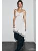 European & American Style Women's Sexy Lace Patchwork Asymmetrical Spaghetti Strap Dress