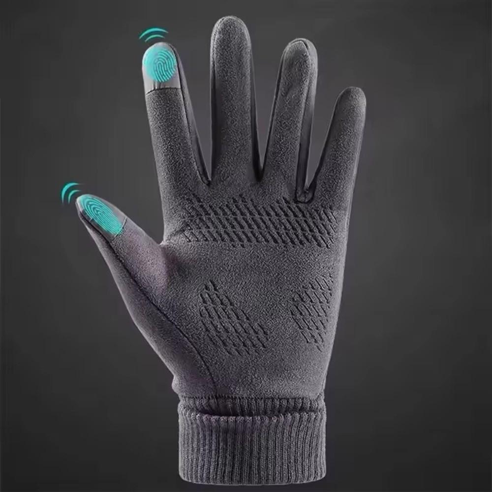 Anti-Slip Faux Suede Gloves Windproof Touch Screen Gloves Durable Cycling Gloves  Men Women