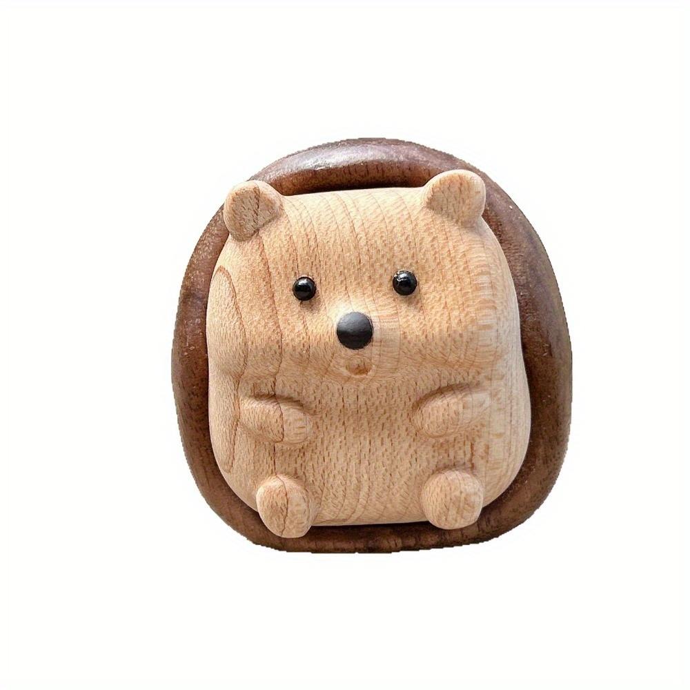 Crafts Hedgehog Statue Creative Wooden Animal Sculpture Decorative Interior Decoration Figurine Cabinet