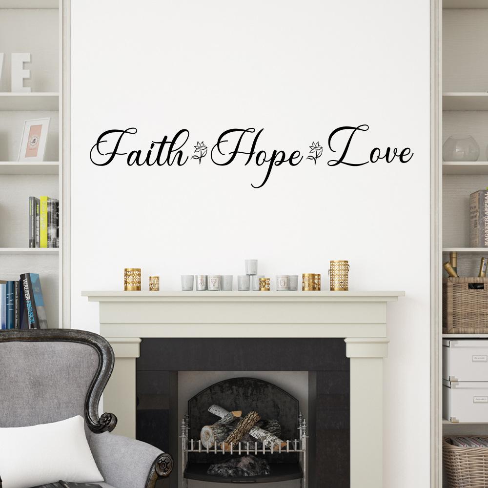 WZ9047 English Slogan Faith Hope Love Bedroom Living Room Beautification Wall Sticker