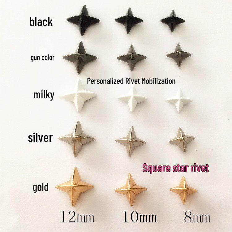 

Square Star Rivets for DIY Accessory Creation: Clothing, Shoes, Hats, Bags 8mm Gunmetal 10 pcs