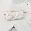 Sweet Quilted Bow Love Flap Pencil Case Organizer Coin Purse  Girly Cosmetic Bag Women Portable Sundries Storage Bag Gift