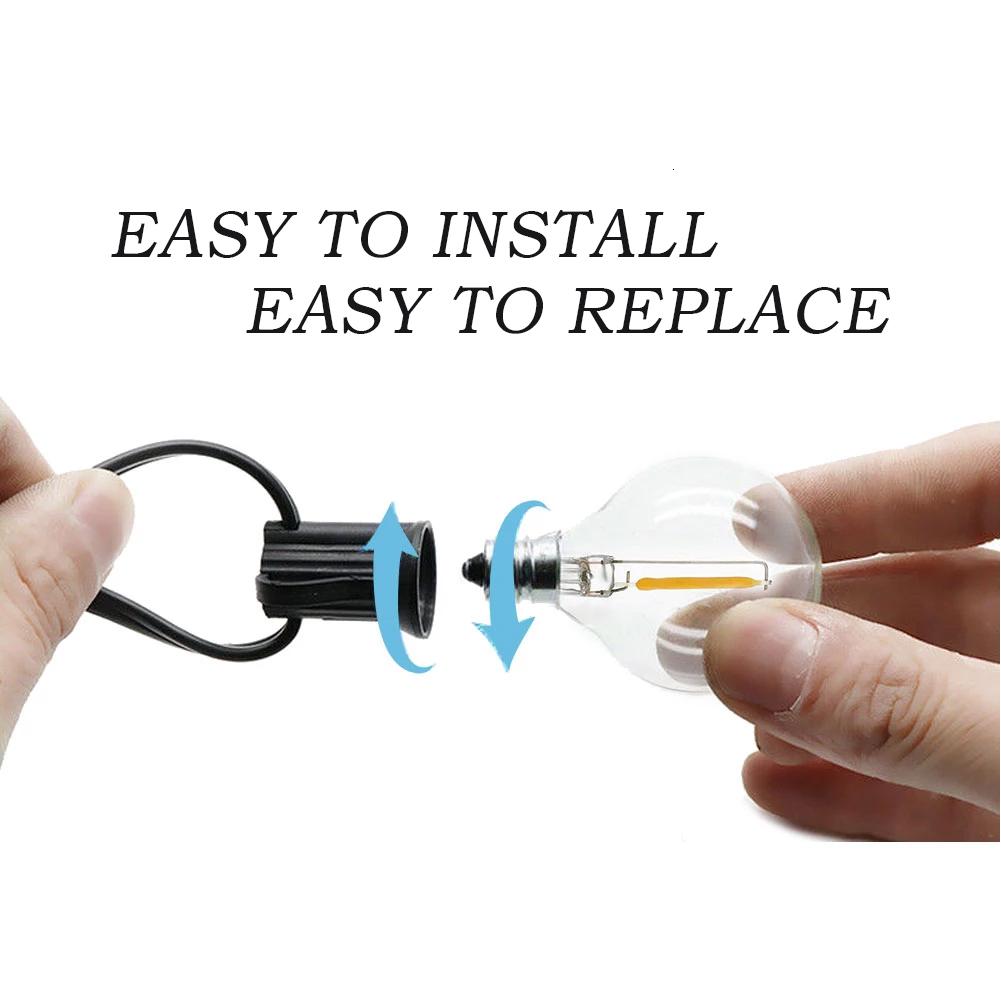 20 Pack G40 E12 LED Bulb 1W Warm White Globe Light 5V 24V 110V 220V Dimmable LED for Waterproof String Lights Garden Decoration