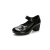 Leather shoes retro literary women's shoes pure cowhide medium heel shallow mouth single shoes medium Mary Jane mother shoes