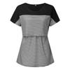Women Maternity Short Sleeve Striped Layer  T-shirt Top For Breastfeeding