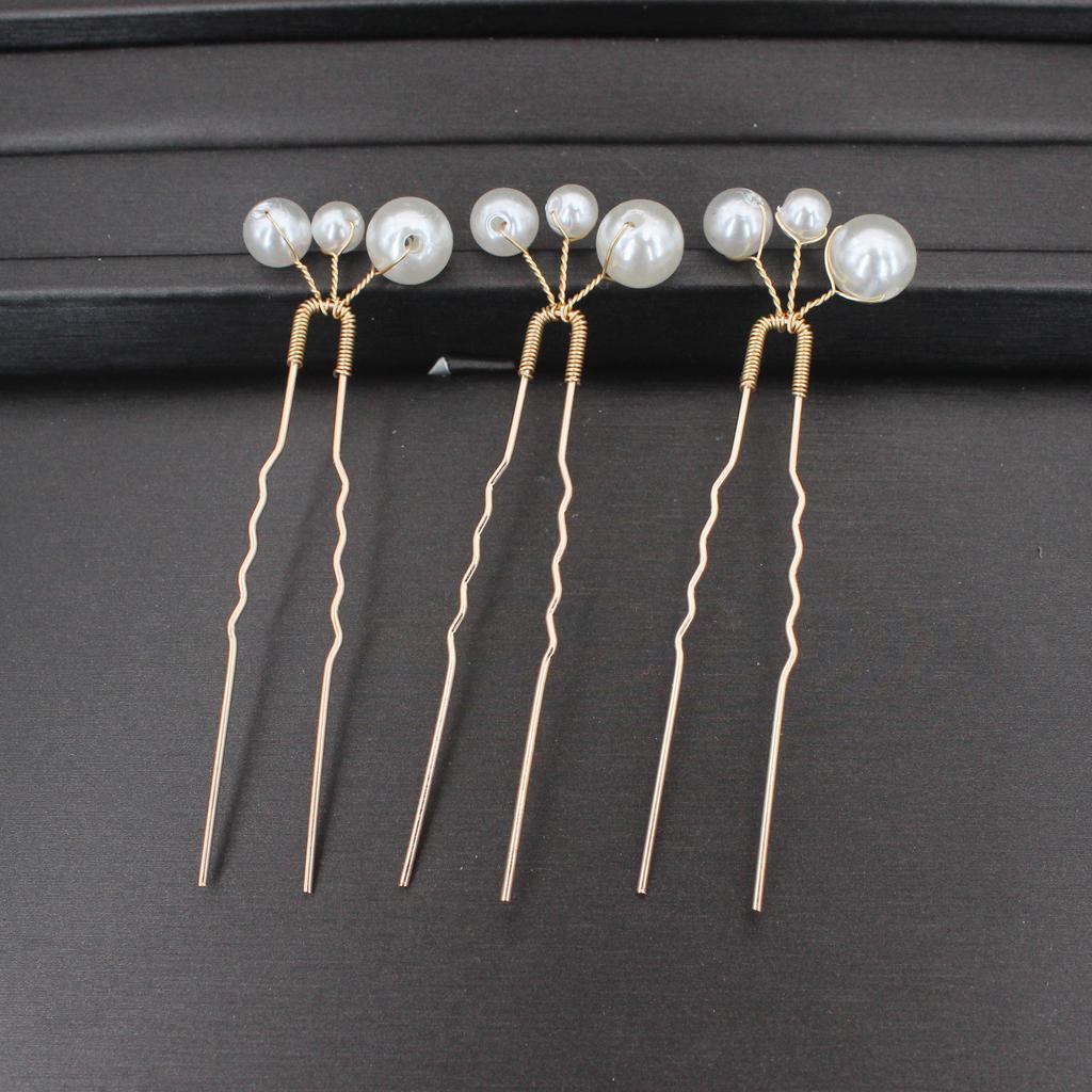 Women U-shaped Hairpin Pearl Barrette Clip Hairpins Leaf Bridal Hair Jewelry Accessories DIY Wedding Hairstyle Design Tools Gift