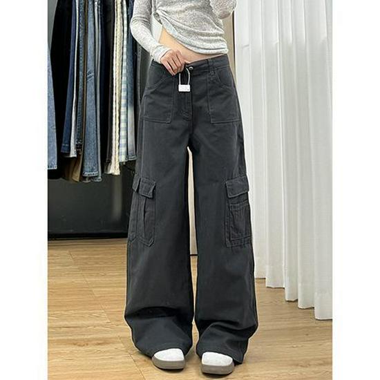 

Женские брюки карго в стиле ретро с высокой талией и широкими штанинами XL