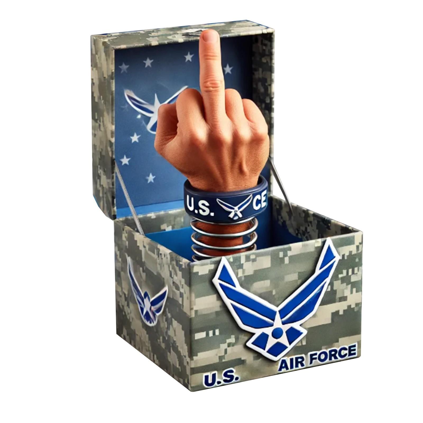 

Военная коробка для розыгрышей со средним пальцем, забавная и веселая коробка для подпрыгивания среднего пальца One Size