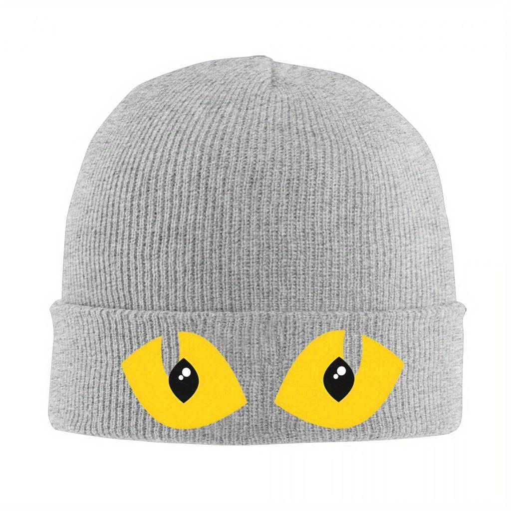 Evil Yellow Eyes Beanie Hats Skullies Beanies Kpop Warm Unisex Women Caps Winter Pattern Casual Bonnet Hats Gift Idea