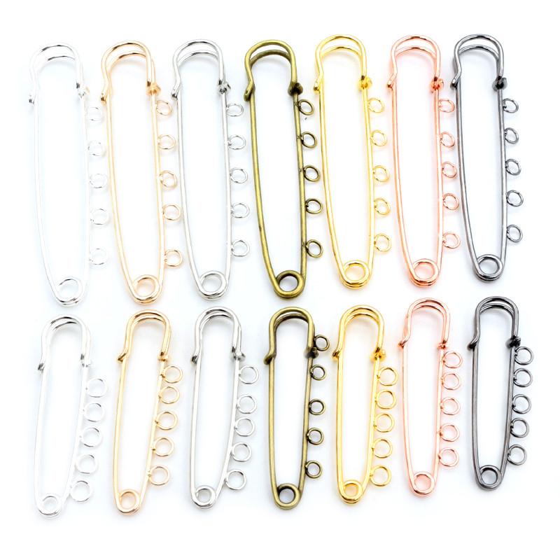 5pcs/lot Safety Pins Brooch Blank Base Brooch Pins 50/80/90mm Pins 3/5 Rings Jewelry Pin for Jewelry Making Supplies Accessorie