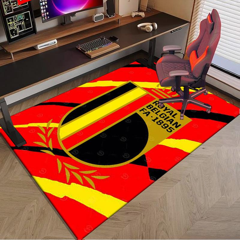 Belgium Football Crest Emblem Area Rug Office rug, Chair Rug, Decor Carpet Livingroom bedroom Mat, Large Size Fan gifts Christmas gifts