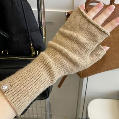 Guantes Calientes de Medio Dedo Guantes de Manga Larga Mitones Lindos sin Dedos para Mujeres Niñas