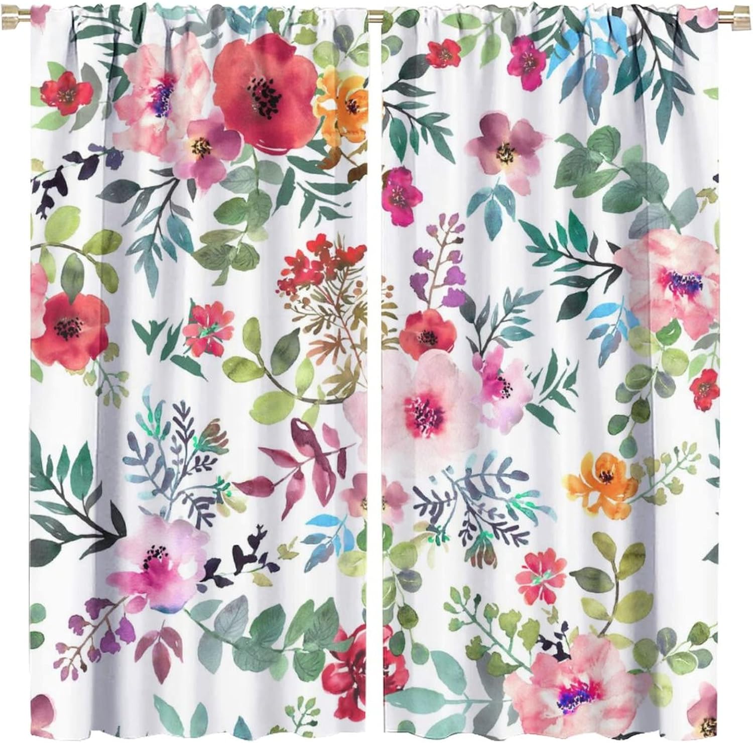 Цветочные Блэкаут Оконные Шторы   Акварельные Цветочные Розовые Цветочные Шторы Декор Розовые Шторы   для Дома Гостиной Спальни D 100*130 Rod Pocket 1pcs