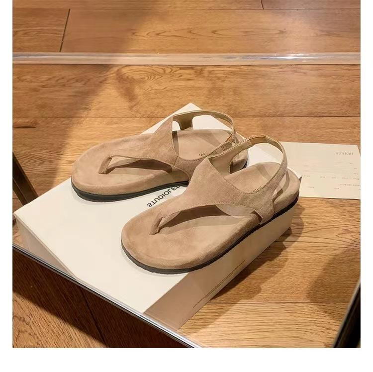 Grape mom studiolee minimalist temperament herringbone retro toe vacation flat bottom niche Roman style sandals women