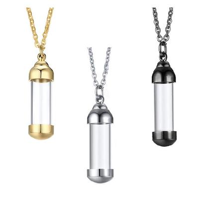 Practical Sturdy Stainless Steel and Glass Pendant Necklace Charm Pendant for Hair Keepsakes and Memorial Purposes