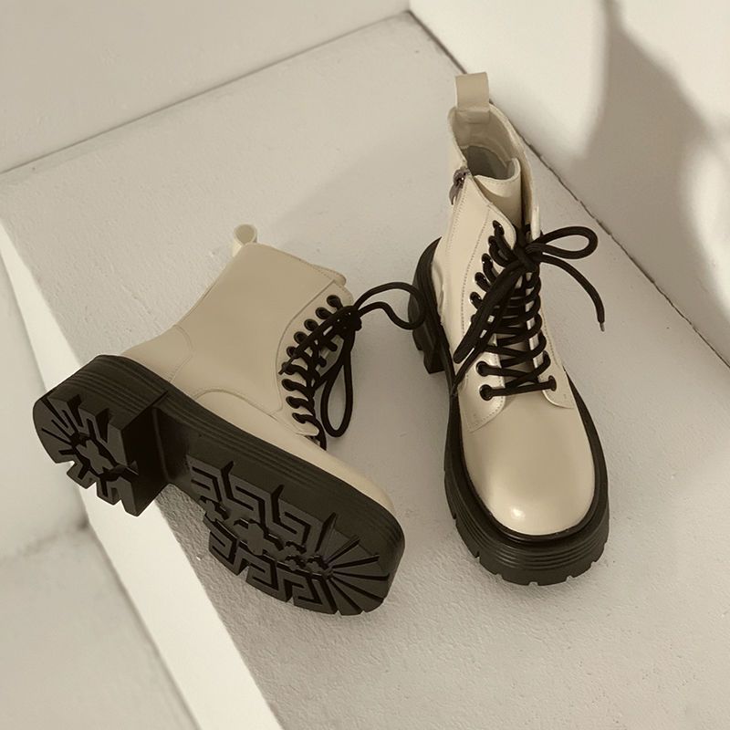 Short boots women's Martin boots 2025 autumn and winter new small thick-soled heightened British wind locomotive boots ins tide