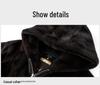 Men's Winter Golden Sable Faux Fur Hooded Leather-Wool Coat