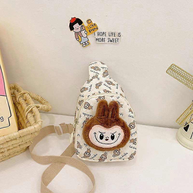 1Pcs Cartoon Labubu Plush Crossbody Chest Bag Cute Kawaii Children's Messenger Bags Outdoor Casual Satchels Portable Backpacks