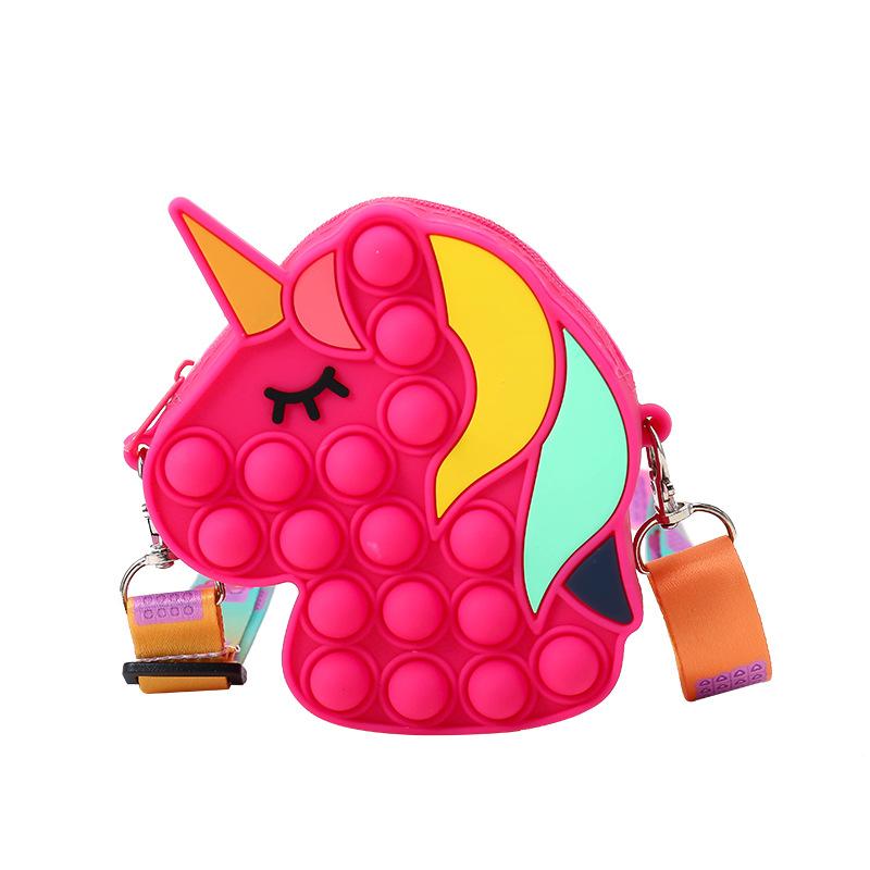 Hot Rianbow Cross Bag Fidget Toys For Children Christmas Gifts Push Its Bubble Stress Relief Sensory Toys Coin Purse Girls