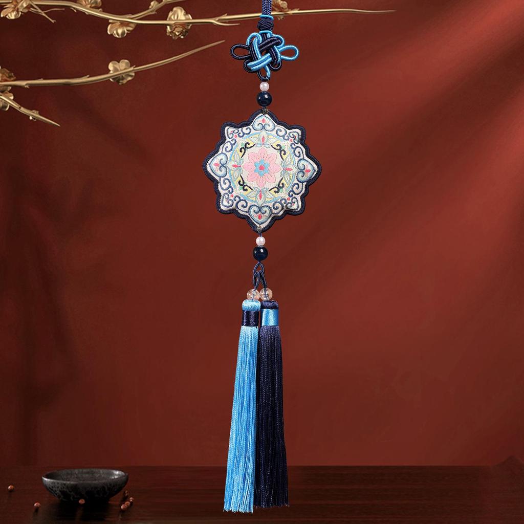 Silk Sunflower Dunhuang Embroidery Sachet with Tassel - Ethnic Style Hanfu Decoration