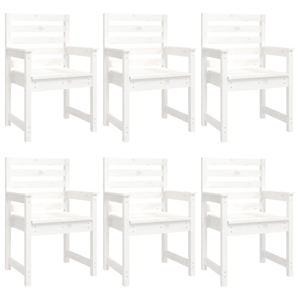 7 Piece White Solid Wood Pine Garden Dining Set