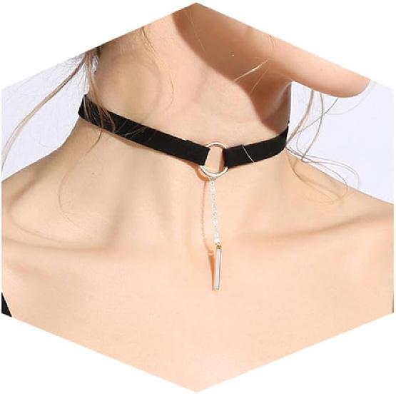 Fesciory Schwarze Halskette für Damen, Verstellbarer Täglicher Goth Schmuck Geschenk | Verstellbare Passform, Enganliegende Schwarze Halskette, Spitze Samt Perlen oder Anhänger