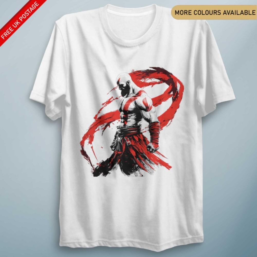God War Cratos Brush Inspired TShirt Gift Unisex TShirt Gaming Kids Adults Tee S
