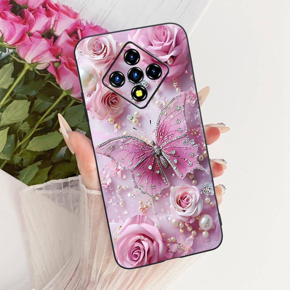 For Infinix Zero 8 Case X687 Stylish Flowers Butterfly Painted Cover Soft Slim Phone Case For Infinix Zero 8i Zero8 i X687B Bags