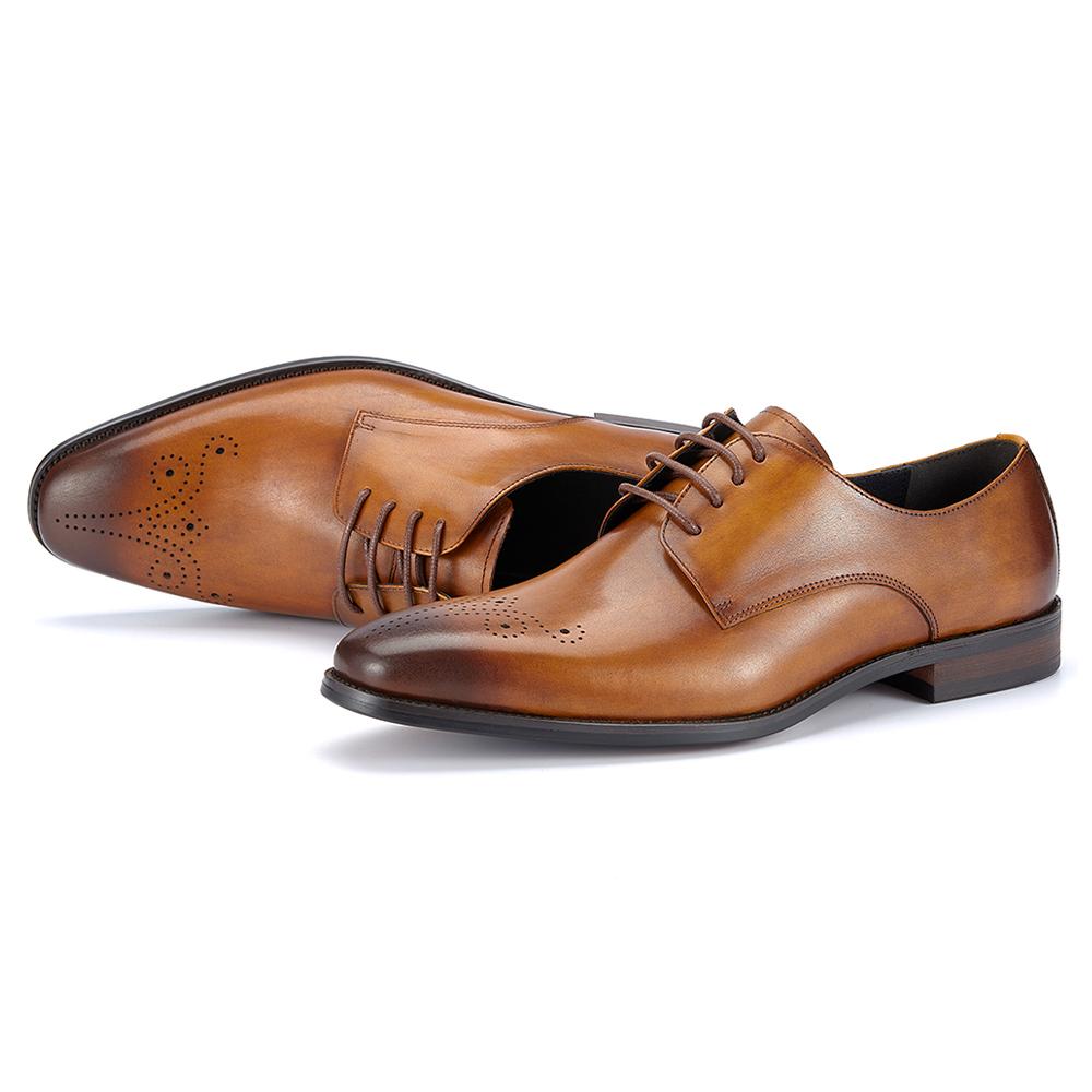 Fashion Luxury Handmade Direct Price Men's Business Wedding Breathable Top Layer Cowhide Genuine Leather Oxford DerbyDress Shoes