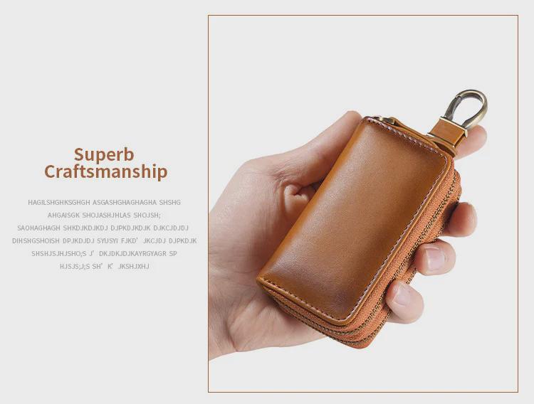 2023 Men's Genuine Leather Retro Car Key Cover, Contrast Color, Single & Double Layer Options