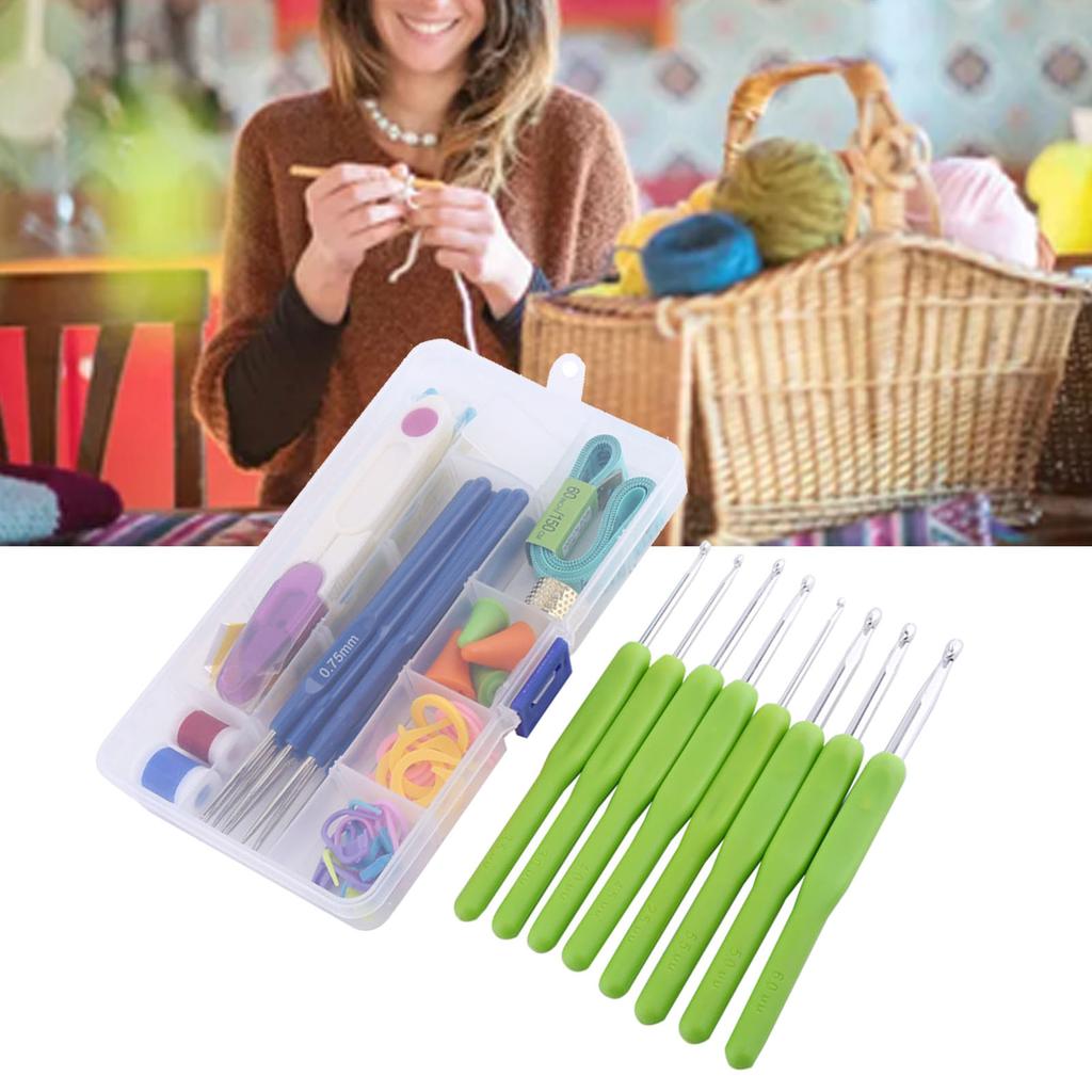 16 Diff Ent Sizes Sewing Tool Crochet Hook Needles Stitches Craft Set Tool(Purple)