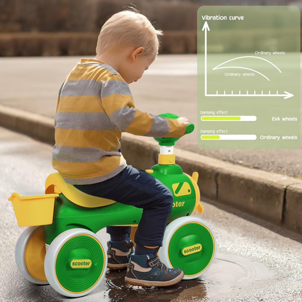 Bicicletă de echilibru pentru bebeluși 4 roți Mers pentru copii mici Bicicletă Jucării Cadouri de aniversare pentru fetiță băiat 1-3 ani Copii Cadouri de Crăciun cu muzică