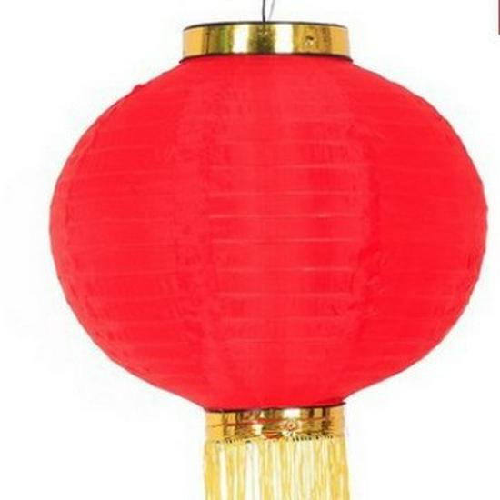 Red Waterproof Korean Style Silk Winter Melon Lantern - Foldable Outdoor Advertising String Lights 8 inches