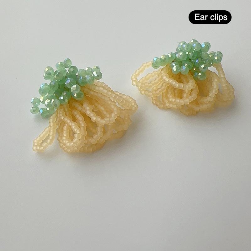 Summer Colorful Fringed Flowers Earring Temperament Elegant Personality Beaded Stud Earrings For Women Jewelry Gift